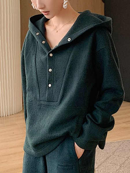 

Long sleeve Casual Regular Fit Hoodie Plain Sweatshirt, Green, Hoodies and Sweatshirts