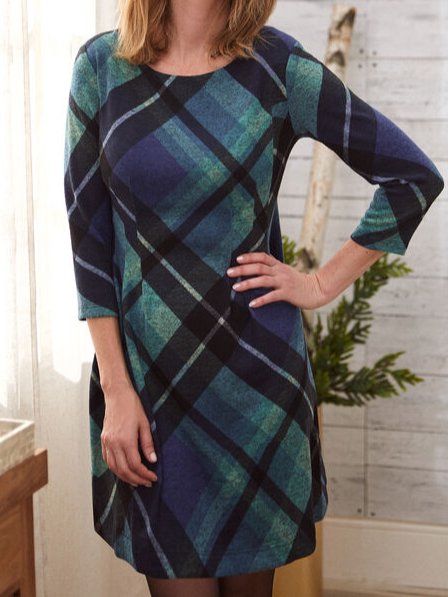 

Vintage Plaid Woolen Dress, Multicolor, Dresses