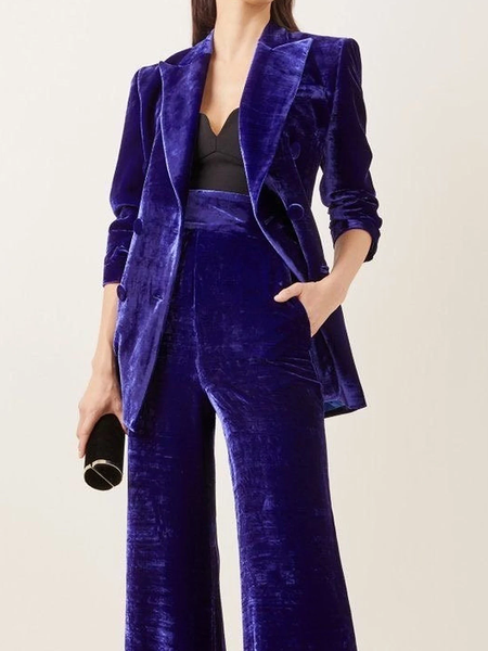 

Loose Plain Lapel Collar Urban Lapel Collar Long sleeve Blazer, Purple, Blazers