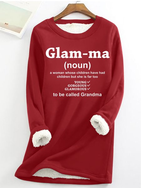 

Women's Funny Glamma Grandma Simple Loose Text Letters Crew Neck Sweatshirt, Red, Hoodies&Sweatshirts