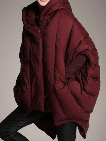 

Hoodie Loose Urban Plain Coat, Crimson, Others