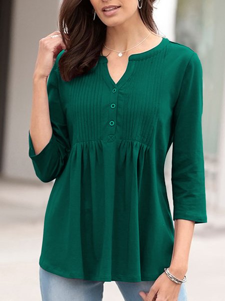 

Casual Wool/Knitting Loose Half Open Collar Top, Green, Clothing