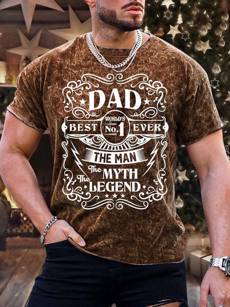 

Men’s Dad Best Ever World’s No 1 The Man The Myth The Legend Regular Fit Crew Neck Casual T-Shirt, Brown, T-shirts