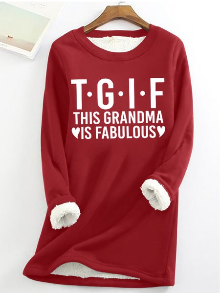

Women‘s Funny Word This Grandma Is Fabulous Simple Loose Crew Neck Text Letters Sweatshirt, Red, Hoodies&Sweatshirts