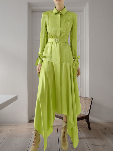 

Elegant Long sleeve Regular Fit Acetate Dress, Aqua, Maxi Dresses