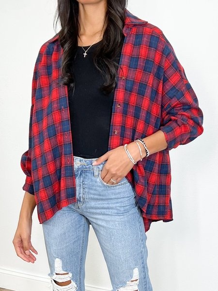 

Loose Casual Plaid Shirt Collar Blouse, Multicolor, Shirts & Blouses