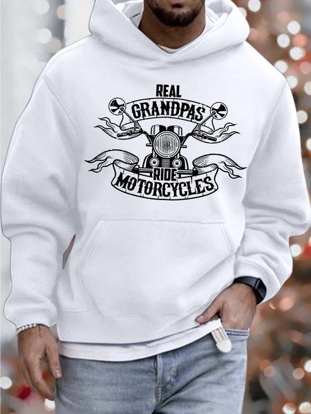 

Men’s Real Grandpas Ride Motorcycles Loose Text Letters Hoodie Casual Sweatshirt, White, Hoodies&Sweatshirts