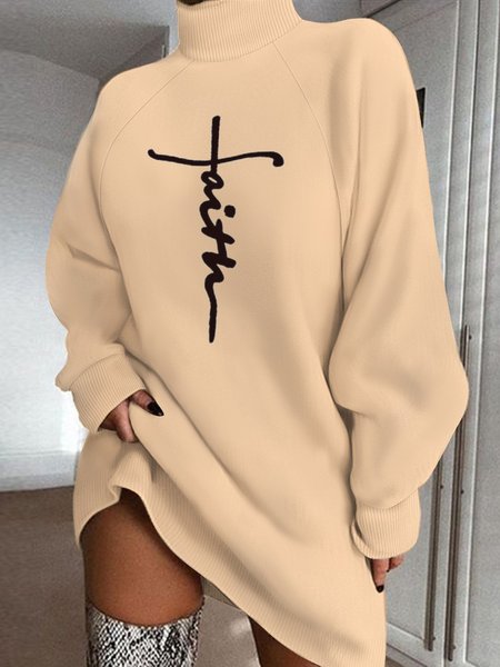 

Wool/Knitting Regular Fit Casual Dress, Khaki, Dresses