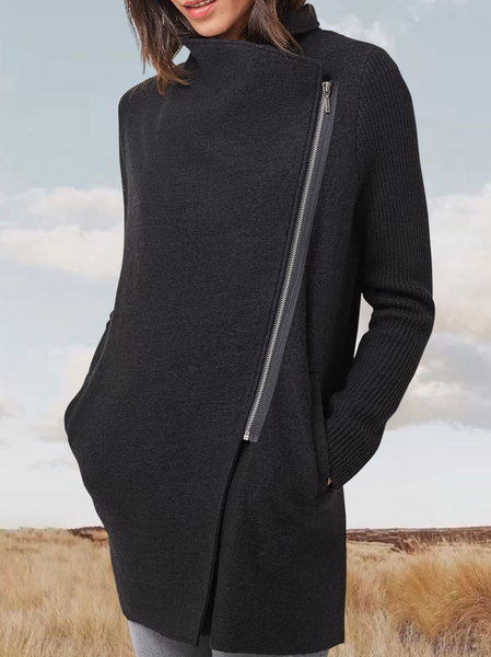 

Loose Asymmetrical Plain Urban Other Coat, Black, Coats