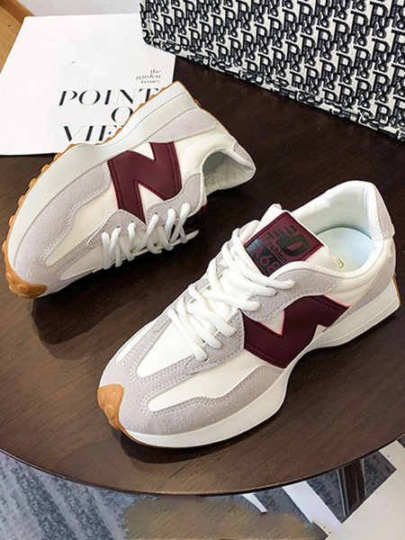 

All Season Color Block Sports Sneakers, Wine red, Sneakers