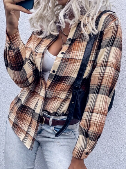 

Loose Shirt Collar Geometric Casual Blouse, Multicolor, Shirts & Blouses