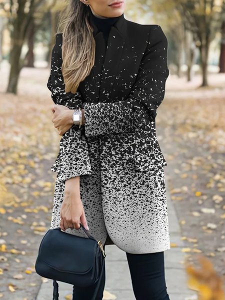 

Regular Fit Urban Gradient Pattern Overcoat, Black-white, Coats