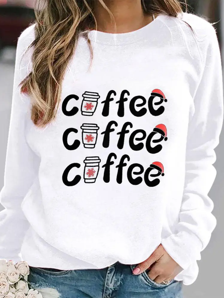 

Casual Crew Neck Loose Text Letters Sweatshirt, White, Hoodies & Sweatshirts