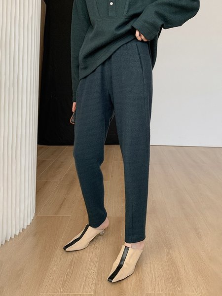 

Daily Plain Casual Regular Fit Casual Pants, Green, Pants