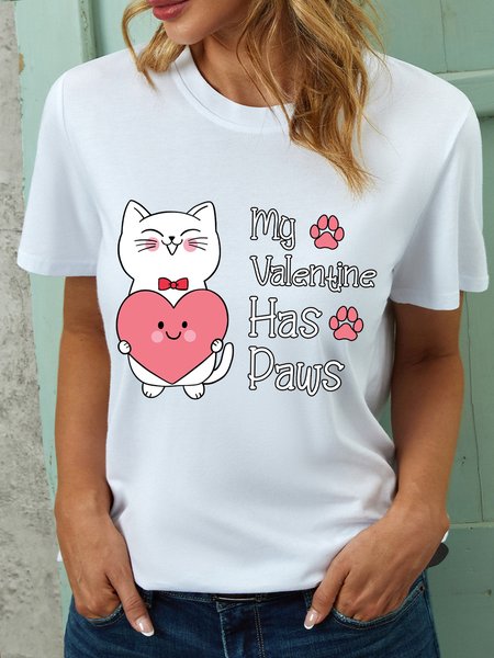 

Lilicloth X Manikvskhan My Valentine Has Paws Womens T-Shirt, White, T-shirts