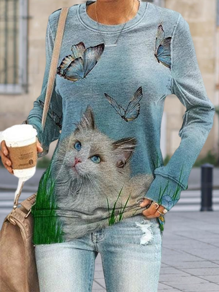 

Casual Animal Crew Neck Sweatshirt, Multicolor, Sweatshirts & Hoodies