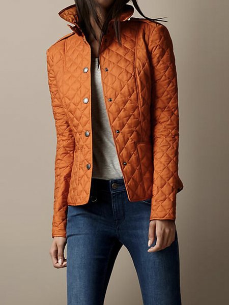 

Regular Fit Urban Plain Long Sleeve Coat, Orange, Others