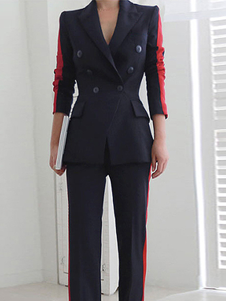 

Lapel Collar Urban Color Block Long sleeve Regular Fit Blazer, Royal blue, Blazers