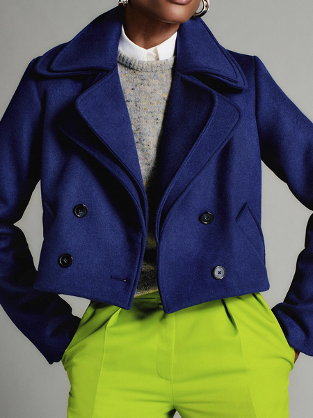 

Loose Lapel Collar Long sleeve Urban Jacket, Royal blue, Jackets