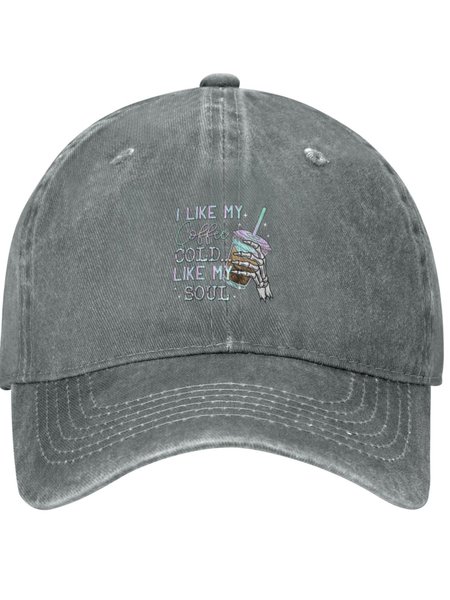 

I Like My Coffee Cold Funny Text Letters Adjustable Hat, Gray, Hats