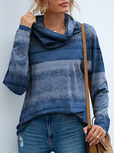 

Cotton-Blend Loose Casual T-Shirt, Blue, T-Shirts