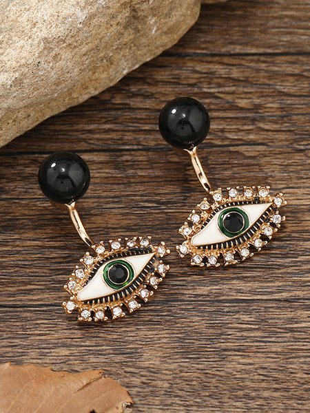 

Casual Devil Eye Colorful Enamel Earrings Everyday Party Ethnic Jewelry, Black, Earrings