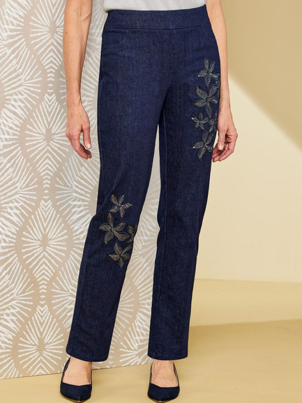 

Casual Loose Cotton-Blend Casual Pants, Blue, Pants