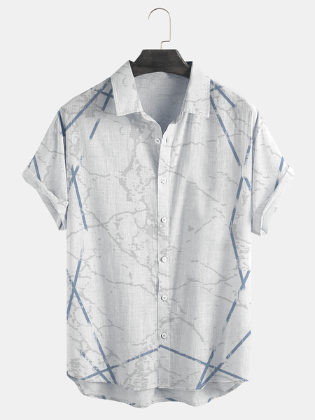 

Geometric Texture Printing Short Sleeve Casual Shirt, As picture, Men Shirts