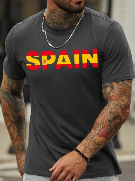 

Lilicloth X Jessanjony Spain With Flag Mens T-Shirt, Deep gray, T-shirts