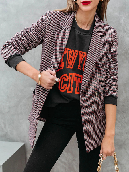 

Loose Casual Lapel Collar Plaid Blazer, Multicolor, Clothing