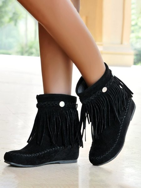 

Plus Size Vintage Faux Suede Moccasin Boots, Black, Boots
