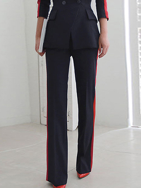 

Loose Urban Color Block Fashion Straight Long Pants, Royal blue, Pants