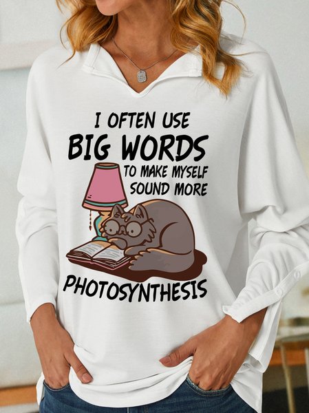 

Lilicloth X Manikvskhan I Often Use Big Words To Make Myself Sound More Photosynthesis Womens Shawl Collar Sweatshirt, White, Hoodies&Sweatshirts