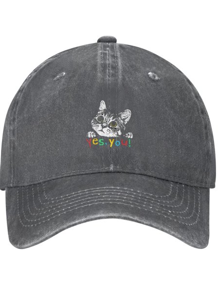 

Yes You Cat Animal Graphic Adjustable Hat, Deep gray, Hats