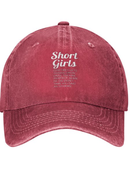

Short Girls Funny Text Letters Adjustable Hat, Red, Women's Hats