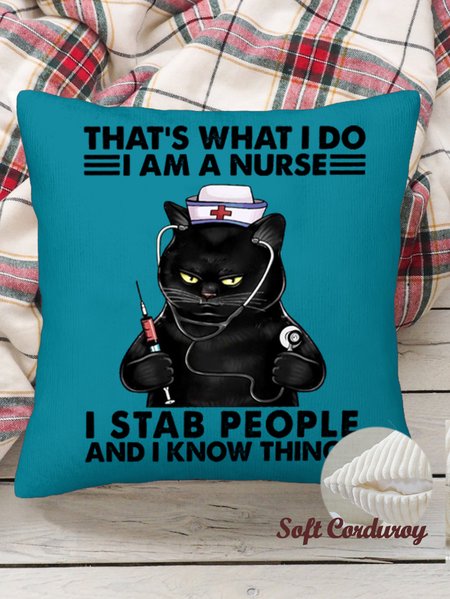 

18*18 Funny Word That's What I Do I Am A Nurse Throw Pillow Covers, Pillow Covers Decorative Soft Corduroy Cushion Pillowcase Case For Living Room, Color5, Pillow Covers