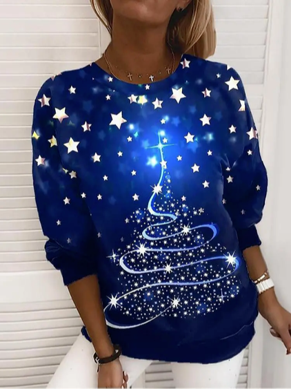 

Casual Loose Geometric Sweatshirt, Blue, Hoodies & Sweatshirts