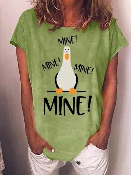 

Women’s Mine Mine MIne Valentine Casual Text Letters Crew Neck Loose T-Shirt, Green, T-shirts