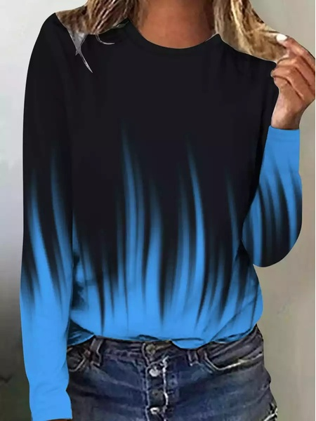 

Regular Fit Ombre Crew Neck Casual T-Shirt, Blue, T-Shirts