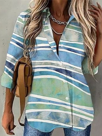 

Loose Casual Geometric Blouse, Multicolor, Shirts & Blouses