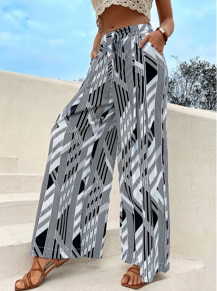 

Casual Loose Geometric Casual Pants, Multicolor, Pants