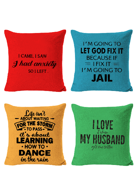 

18*18 Set of 4 I Love It When My Husband Gets Me Coffee Letters Pillow Covers, Decorations For Home, Color3, Pillow Covers
