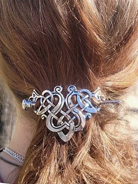 

Vintage Silver Viking Pattern Hairpin Headdress Ethnic Jewelry, Women Hair Accessories