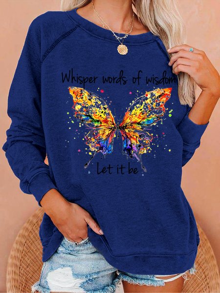 

Women's Whisper Word Of Wisdom Let It Be Crew Neck Casual Sweatshirt, Blue, Hoodies&Sweatshirts