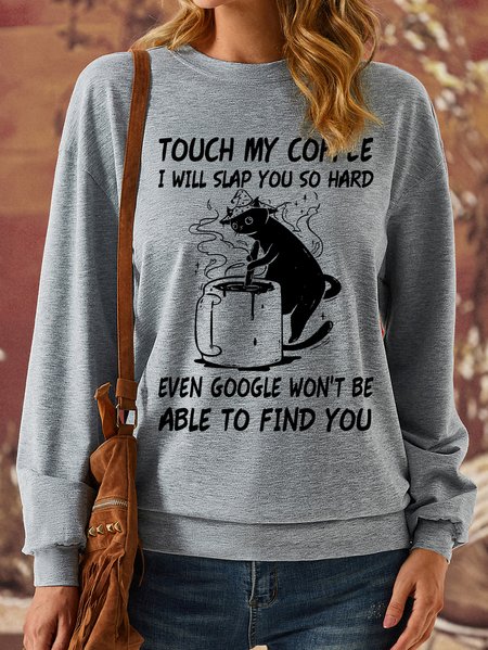 

Lilicloth X Manikvskhan Cat Touch My Coffee I Will Slap You So Hard Womens Sweatshirt, Gray, Hoodies&Sweatshirts