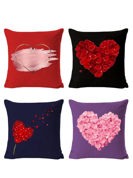 

18*18 Set of 4 Valentine‘s Day Love heart Backrest Cushion Pillow Covers, Decorations For Home, Color3, Pillow Covers