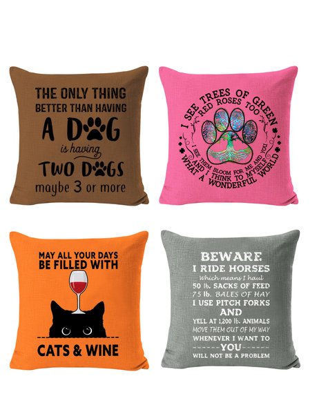 

18*18 Set of 4 Having More Than A Dog Two Dogs Dogs Lover Backrest Cushion Pillow Covers, Decorations For Home, Color3, Pillow Covers