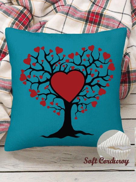 

18*18 Simple Heart TreeThrow Pillow Covers, Pillow Covers Decorative Soft Corduroy Cushion Pillowcase Case For Living Room, Color5, Pillow Covers