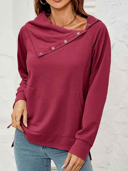 

Casual Regular Fit Plain Top, Wine red, Tops