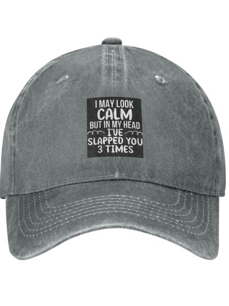 

I May Look Calm Funny Text Letters Adjustable Hat, Gray, Men's Accessories